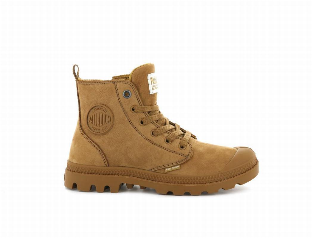 Palladium Pampa Hi Zip Nubuck Women's Boots Gold (KXEQ15834)